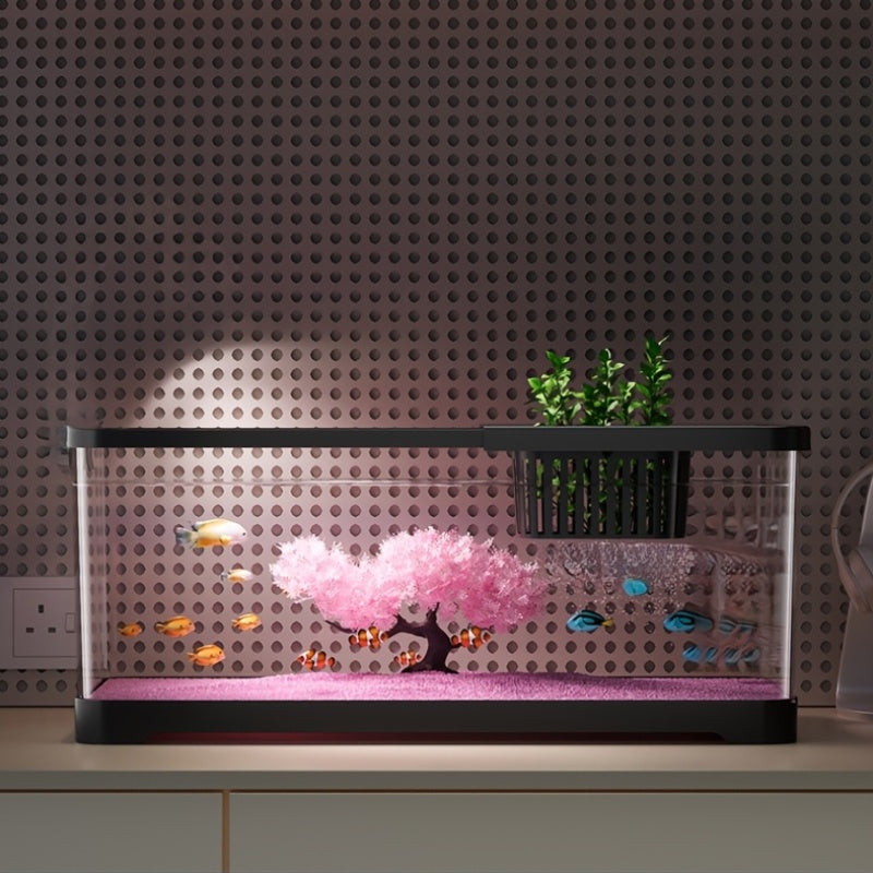 Cherry Blossom Tree & Pink Sand Base Desktop Aquarium | Decorative Fish Tank for Home & Office, Easy Maintenance, Made of PC - Life Declaration Brand