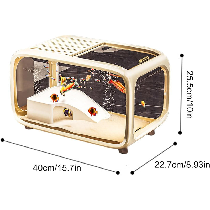 High-End Anti-Fall Living Room Ecological Goldfish Tank, Crawling Aquatic Animal Breeding Tank, Oversized Panoramic Transparent Aquarium, Modern Desktop Ecological Fish Tank, a Variety of Colors Optional Oversized Panoramic Aquarium