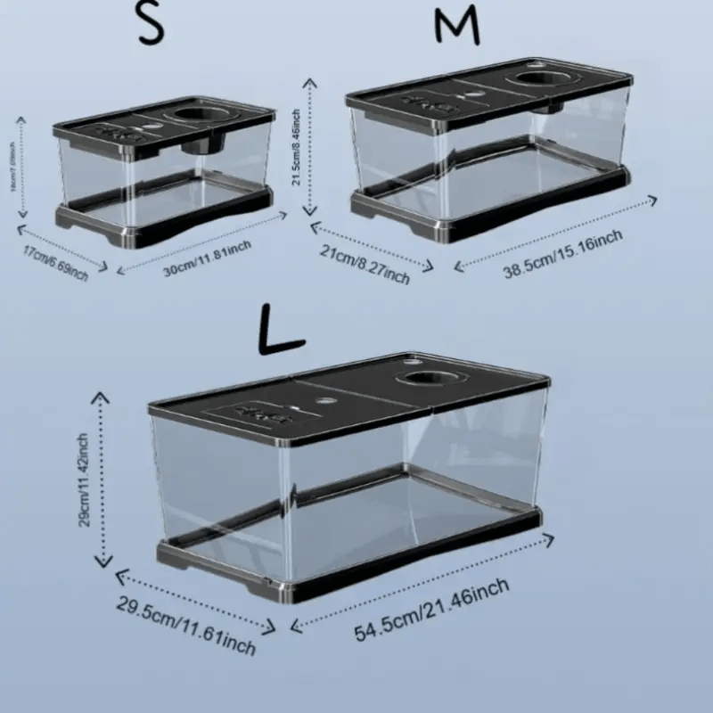 A Large Transparent Square Fish Tank with a Lid, Featuring a Sturdy Rectangular Structure And Sealed Edges. The Open Top Allows for Easy Cleaning, Making It Suitable for Raising Ornamental Fish, Turtles, And Aquatic Plants