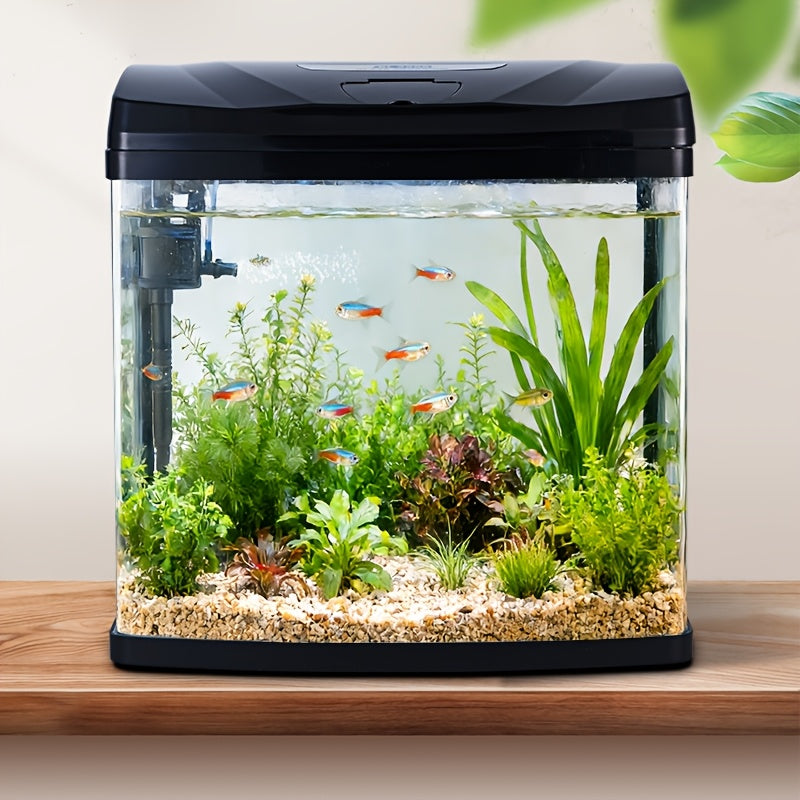 Complete Integrated Fish Tank Set - Compact Living Room Home Aquarium with Built-In Light, Circulation System (Low Maintenance)