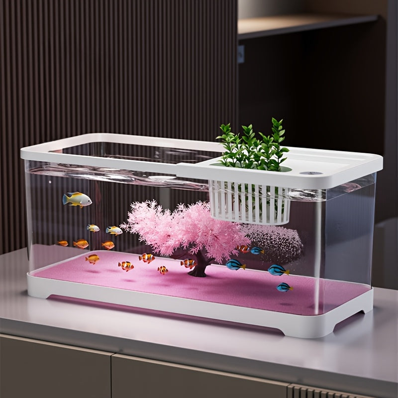 Cherry Blossom Tree & Pink Sand Base Desktop Aquarium | Decorative Fish Tank for Home & Office, Easy Maintenance, Made of PC - Life Declaration Brand