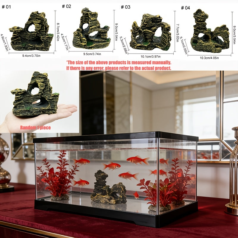 40cm\u002F15.67in Black and White Large Rectangular Aquarium, High-quality Voltage-free Acrylic Tank with Rockery Decoration. Ideal for Interior Decor, Fish Keeping, Hydroponics and Artistic Display, Also Suitable for Tortoises and Other Reptiles.