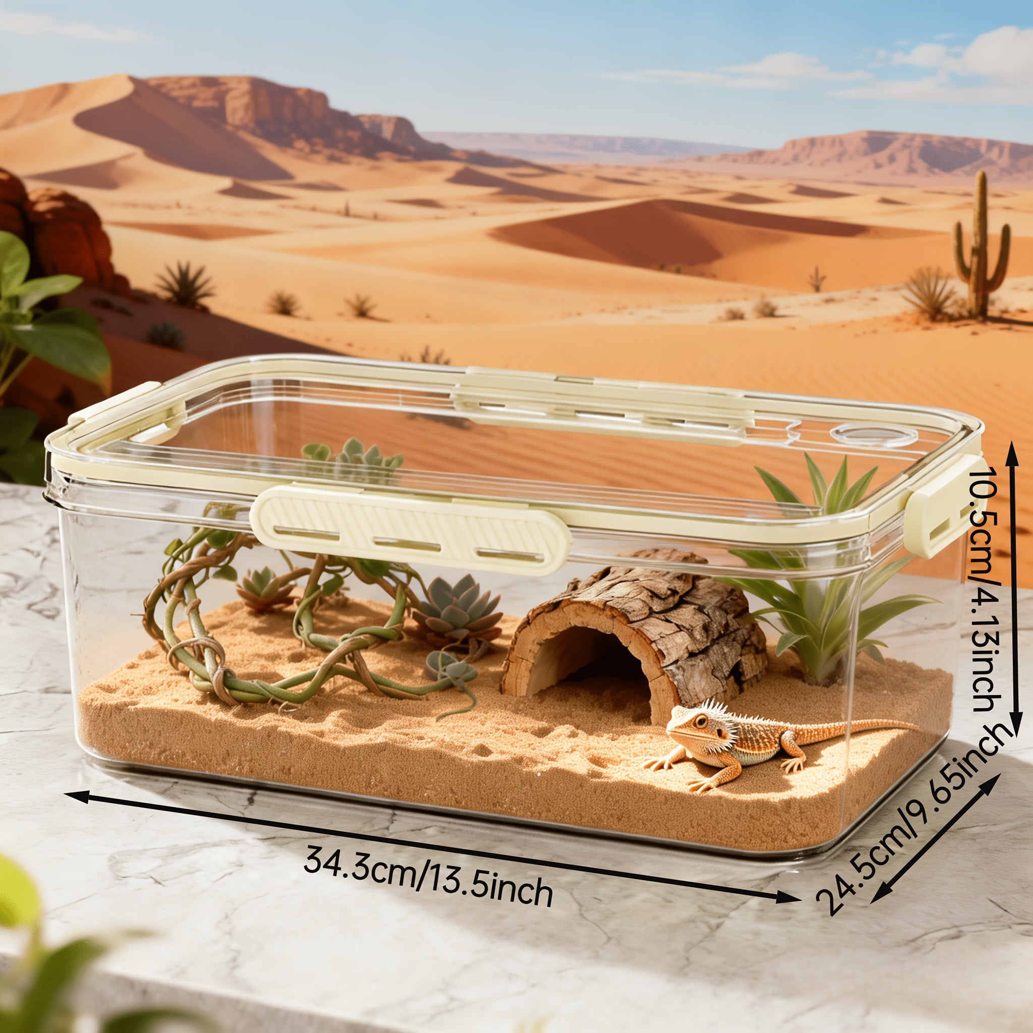 Multi-Functional High-Transparency Aquarium – Small Fish Tank with Sealed Beige Lid, Multi-Size Desktop Tank for Home Office, Space-Saving for Small Fish Reptiles Hamsters, Durable Pet Tank for Desktop Decor & Pet Keeping