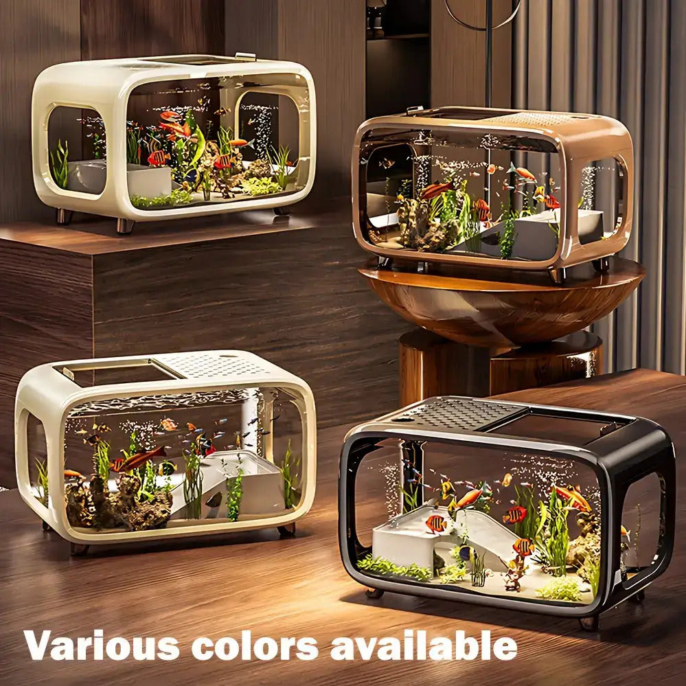 JC Upgraded Modern Desktop Ecological Fish Tank | Ideal Decoration for Home & Office.Gifts Suitable for 7pcs Global Holidays.