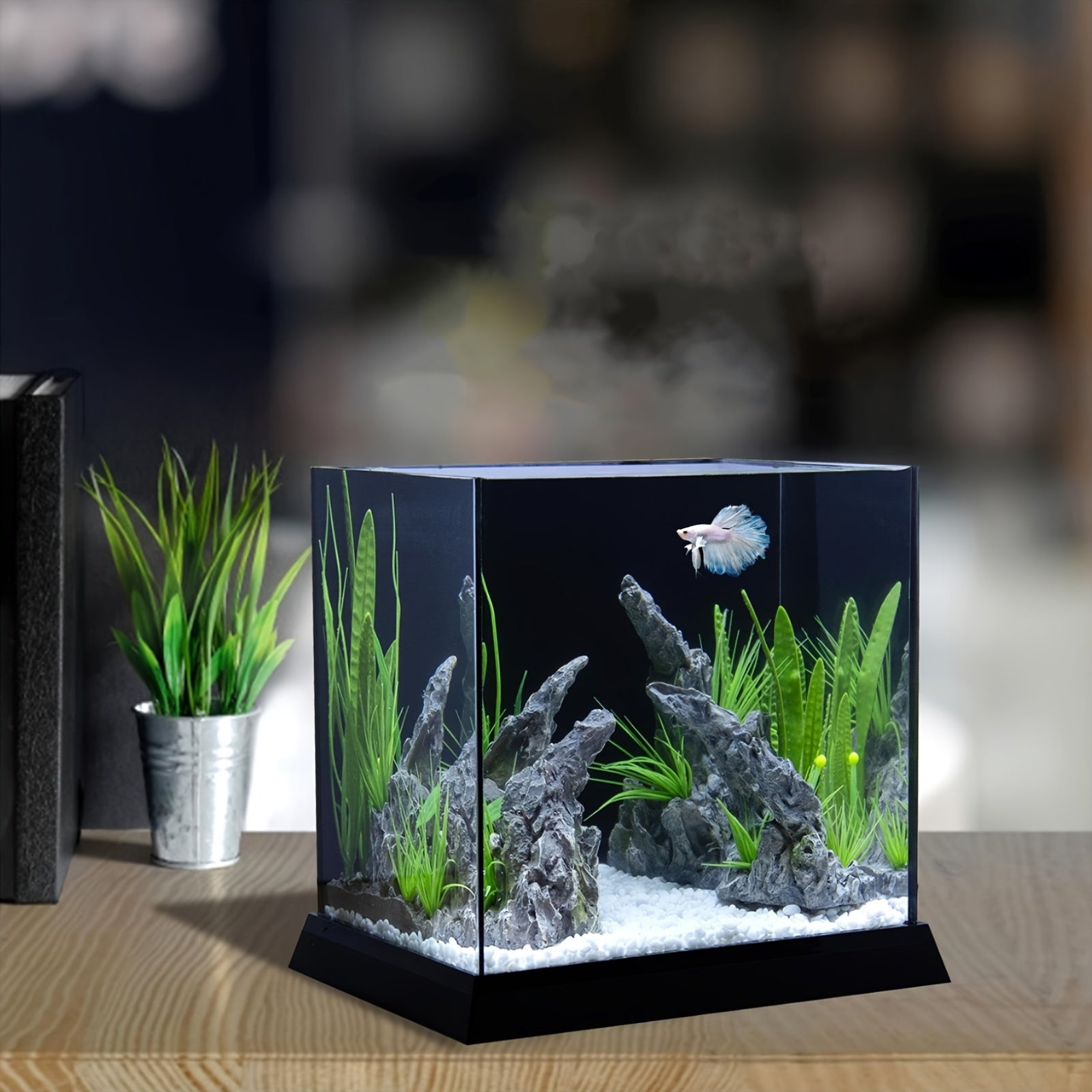 Premium Acrylic Fish Aquarium, 1.5 Gallon Size, Featuring an ABS Base, Ideal for Betta, Goldfish, Or Tropical Fish in Your Living Room