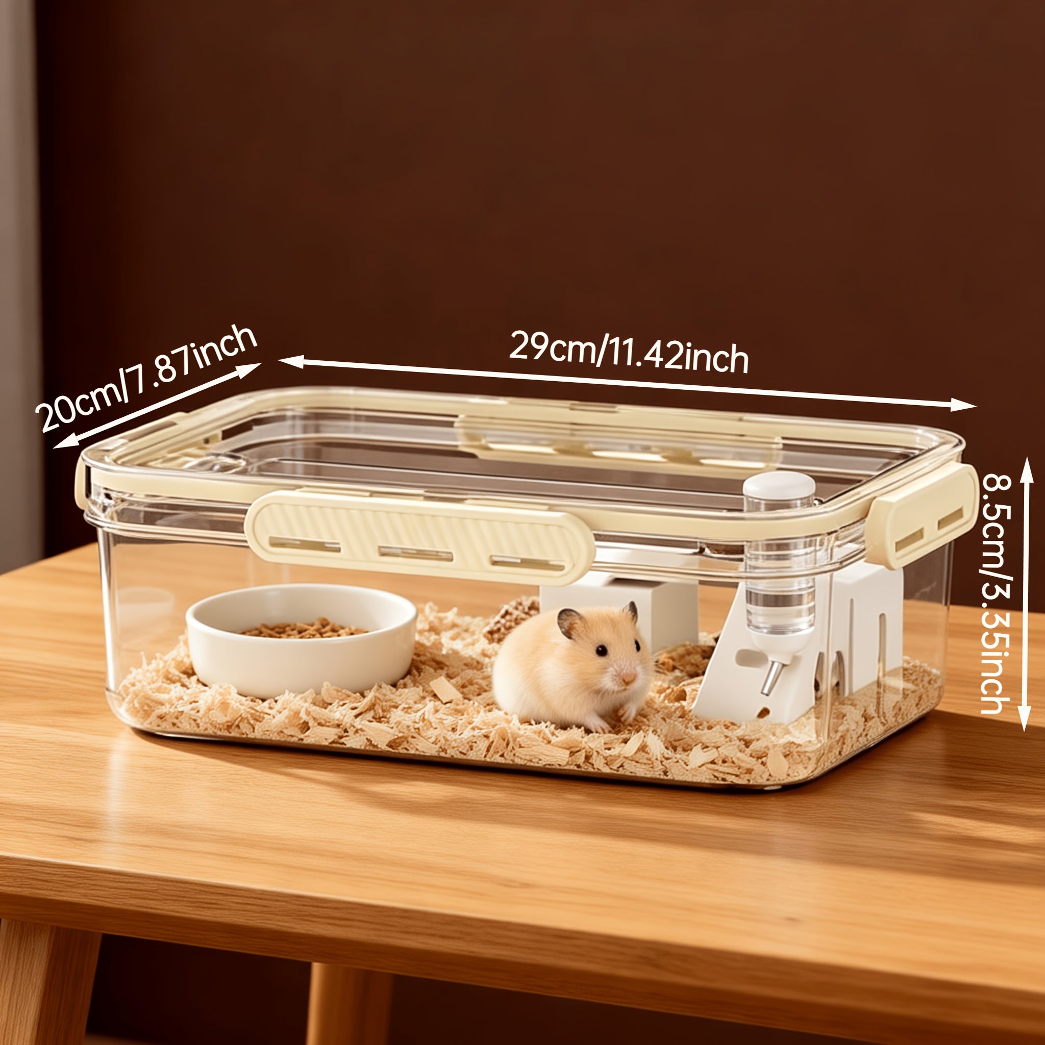 Multi-Functional High-Transparency Aquarium – Small Fish Tank with Sealed Beige Lid, Multi-Size Desktop Tank for Home Office, Space-Saving for Small Fish Reptiles Hamsters, Durable Pet Tank for Desktop Decor & Pet Keeping