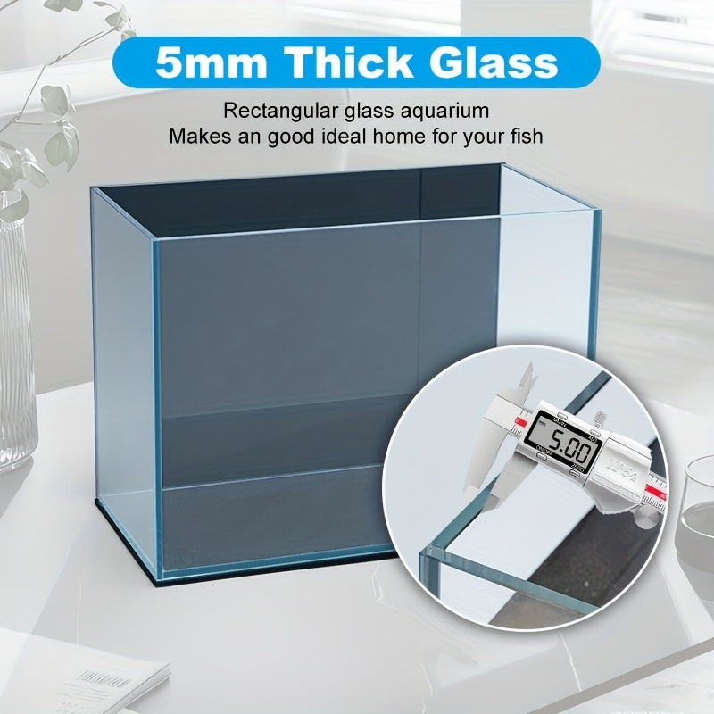 2.5 Gallon (Approx. 7.6L) Aquarium Kit-Ultra-Clear Frameless Desktop Fish Tank with Lighting, Filter, Gravel, And Rocks. Ideal for Small Fish, Shrimp, Or Betta. Full Version, Black