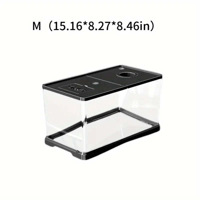 A Large Transparent Square Fish Tank with a Lid, Featuring a Sturdy Rectangular Structure And Sealed Edges. The Open Top Allows for Easy Cleaning, Making It Suitable for Raising Ornamental Fish, Turtles, And Aquatic Plants