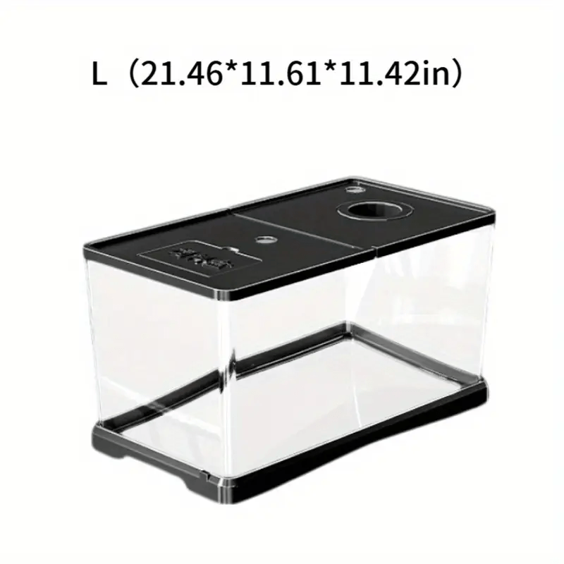 A Large Transparent Square Fish Tank with a Lid, Featuring a Sturdy Rectangular Structure And Sealed Edges. The Open Top Allows for Easy Cleaning, Making It Suitable for Raising Ornamental Fish, Turtles, And Aquatic Plants