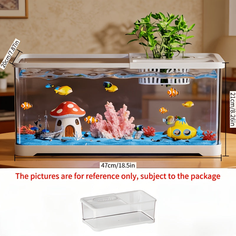 Home Aquarium for Small to Medium-Sized Ecological Landscaping, Featuring High Transparency, Ultra-Clear Turtle Tank with Planting Basket And Lid, Stream Tank, And Goldfish Tank