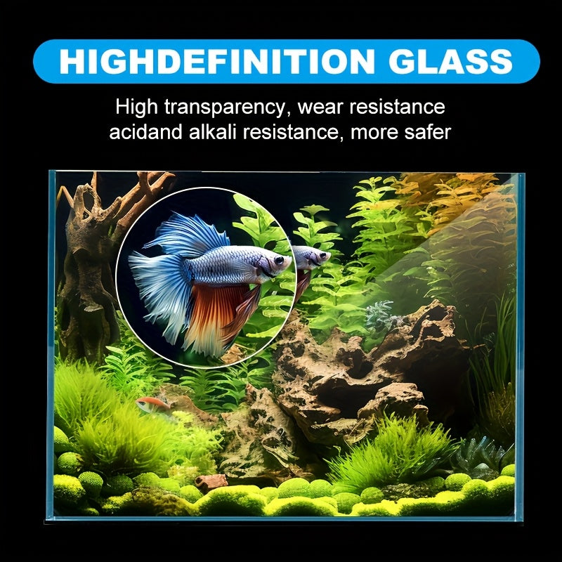 2.5 Gallon (Approx. 7.6L) Aquarium Kit-Ultra-Clear Frameless Desktop Fish Tank with Lighting, Filter, Gravel, And Rocks. Ideal for Small Fish, Shrimp, Or Betta. Full Version, Black