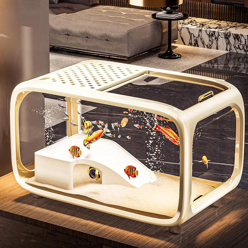 High-End Anti-Fall Living Room Ecological Goldfish Tank, Crawling Aquatic Animal Breeding Tank, Oversized Panoramic Transparent Aquarium, Modern Desktop Ecological Fish Tank, a Variety of Colors Optional Oversized Panoramic Aquarium