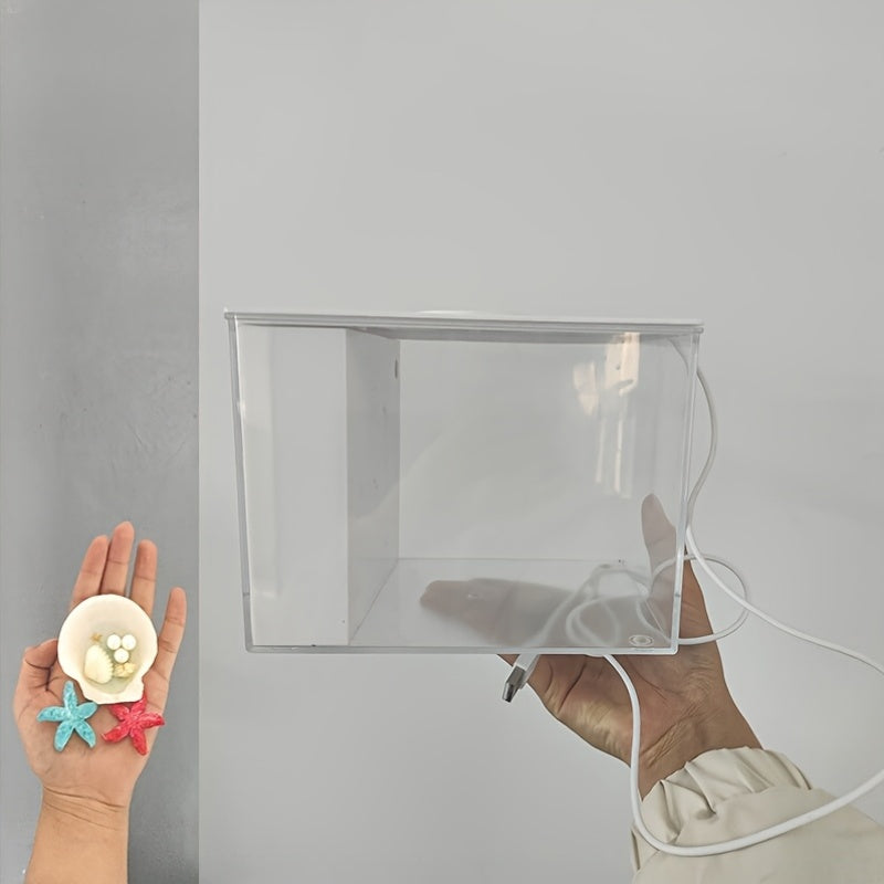 Smart LED Aquarium Kit - Featuring a USB Charging Port And Cleaning Technology, Suitable for Small Fish Tanks in Homes, Bedrooms, And Office Desks, Equipped with a Water Pump, Aquarium Light, And Resin Decorative Ornaments